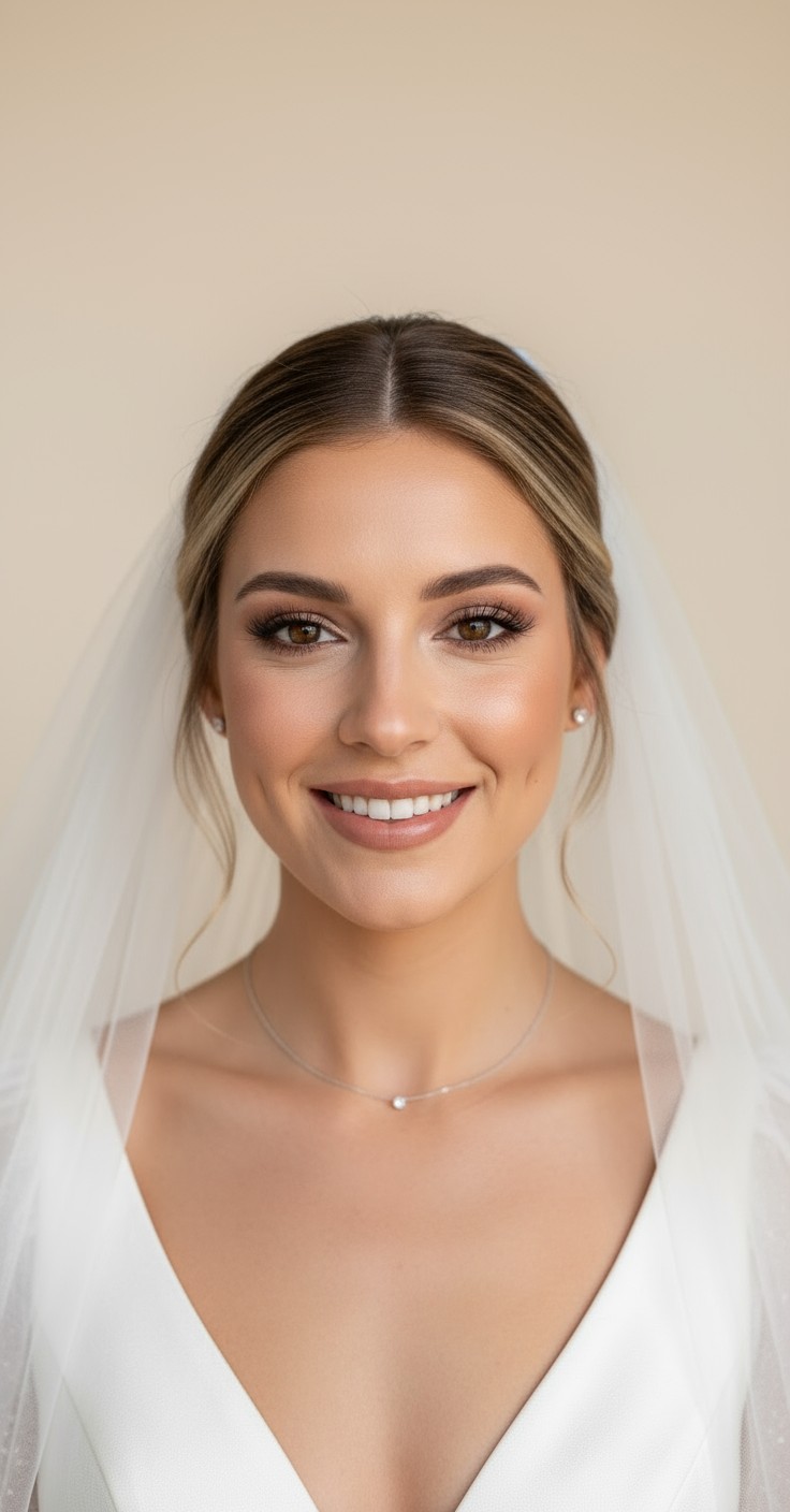 After Bridal Bun With Veil